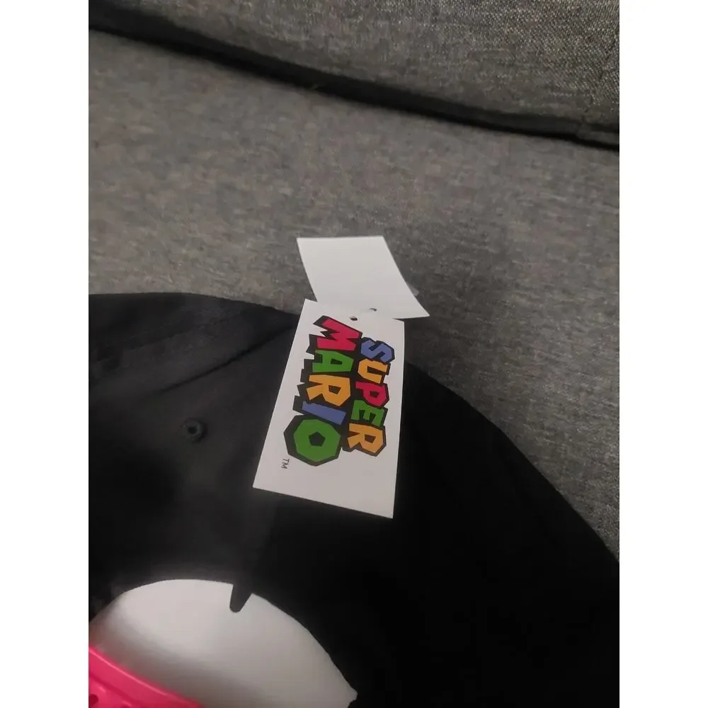Nintendo Super Mario Black Graphic Snapback Hat Youth One Size Fits Most -NWT